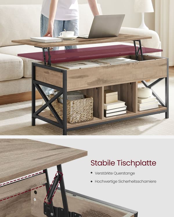 Soffbord 50 x 100 x (46,5-62) cm kamelbrun-svart
