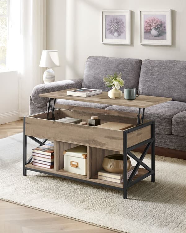 Soffbord 50 x 100 x (46,5-62) cm kamelbrun-svart