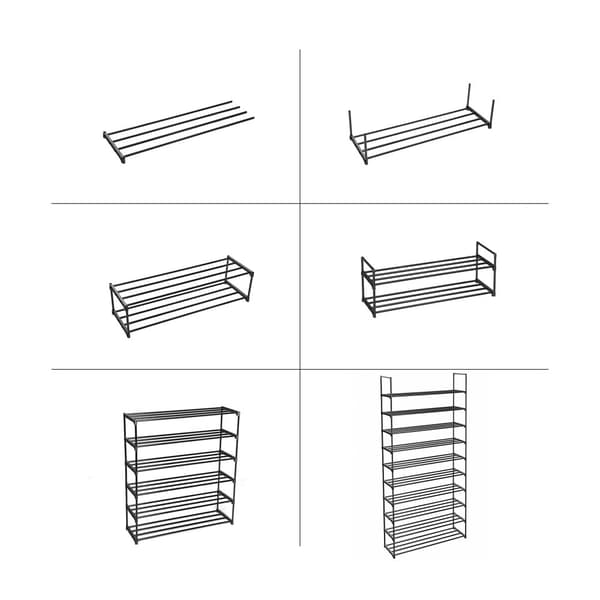 10-facks skoställ högt skoställ smalt skoställ förvaring metall platsbesparande omklädningsrum ingång 30 x 94 x 206 cm svart
