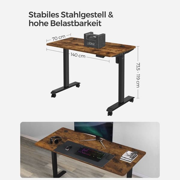 Höjdjusterbart skrivbord 120 x 60 x 73,5-119