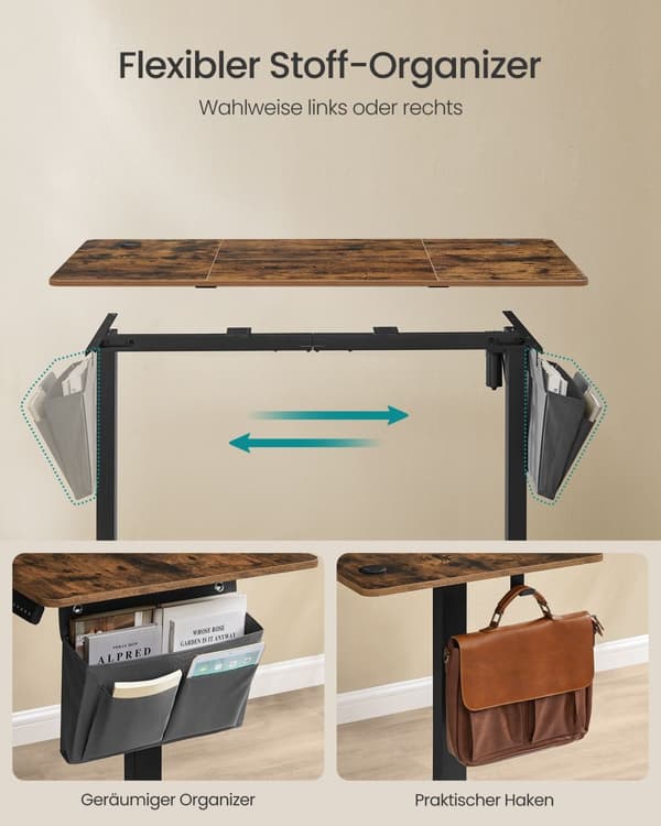 Höjdjusterbart elektriskt skrivbord 60 x 140 x (72-120) cm