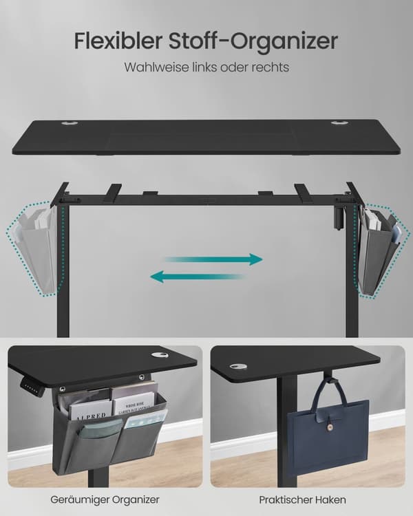 Højdejusterbart elektrisk skrivebord 60 x 160 x (72-120) cm