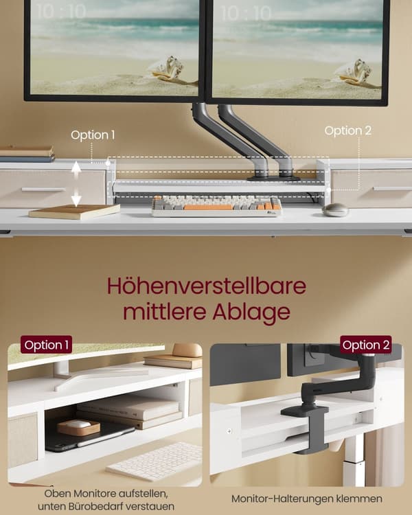 Höj- och sänkbart skrivbord och elektriskt molnvitt