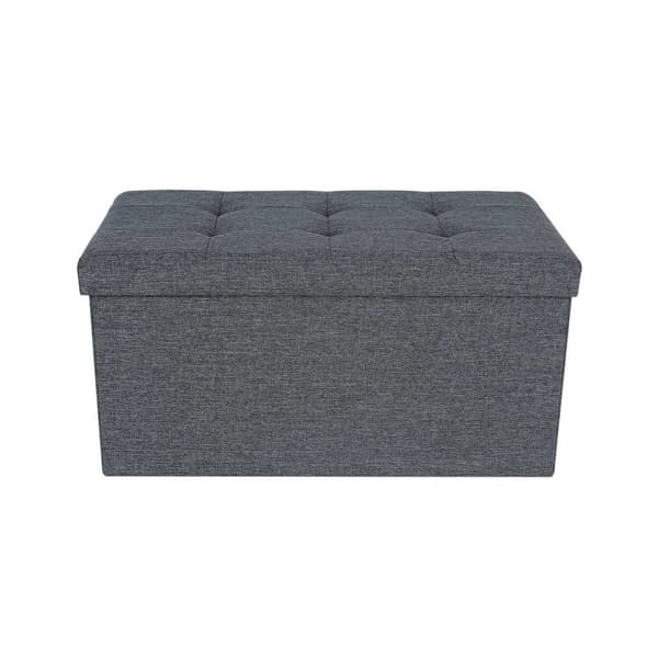 Linnetyg hopfällbar förvaring Ottoman Bänk Mångsidig Platsbesparande Mörkgrå 76 x 38 x 38 cm