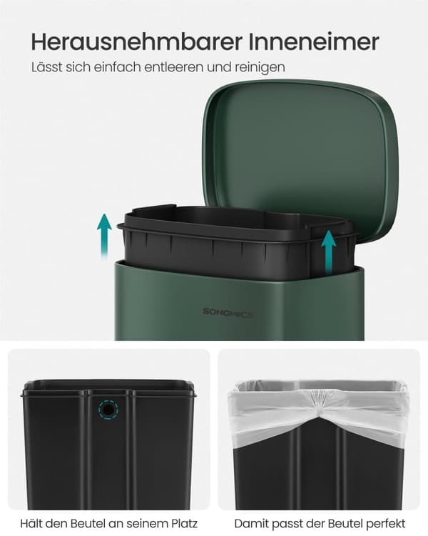 Køkkenaffaldsspand 30 liter vintage grøn