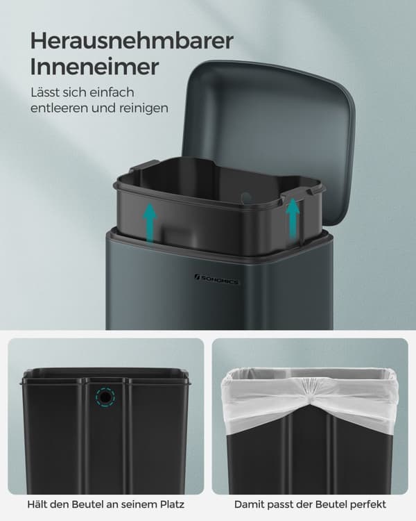 Papperskorg 30 liter rökgrå