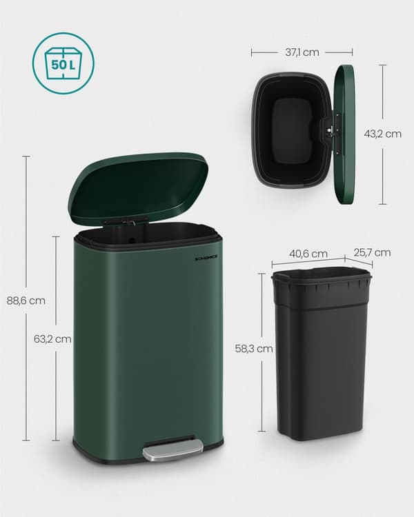 Köksavfallskärl 50 liter vintage grön