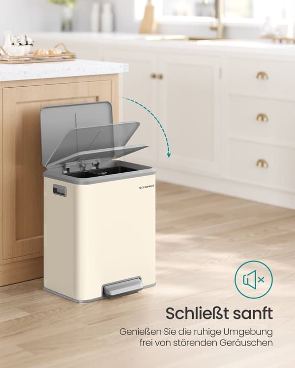 2 fack för återvinning och restavfall sandbeige