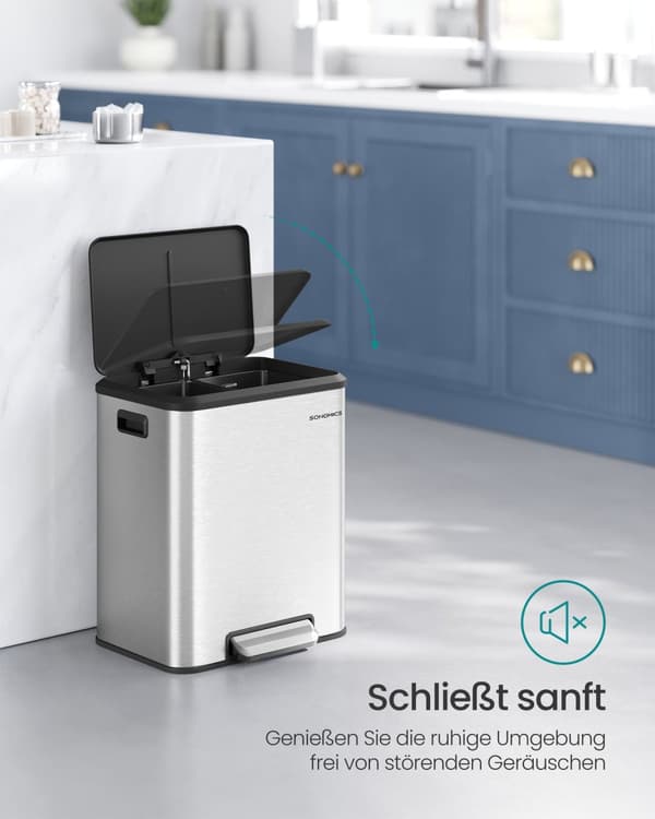 Soptunna för kök metallic silver