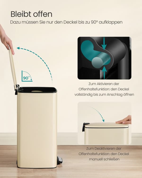30 liters affaldsspand i stål sandbeige
