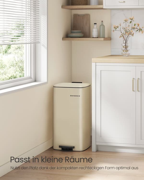 30 liters affaldsspand i stål sandbeige