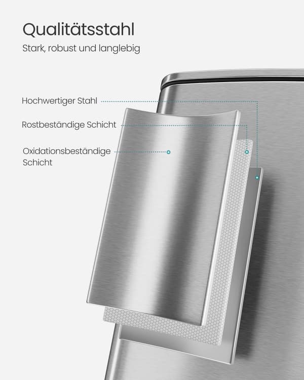 30 liters affaldsspand i stål metallic sølv