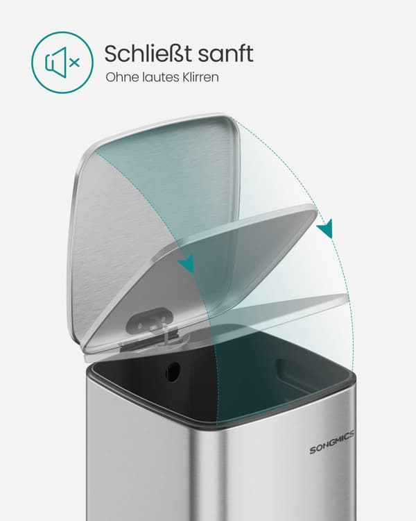 30 liters affaldsspand i stål metallic sølv