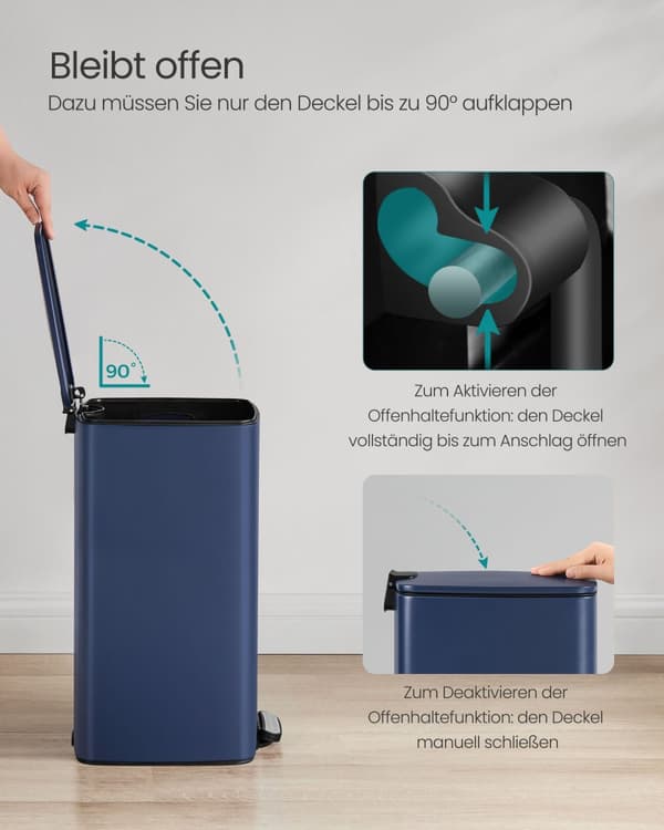 30 liters papperskorg i stål midnattsblå