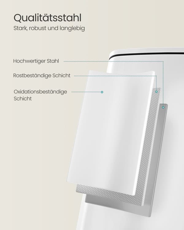 30 liters papperskorg i stål, molnvit