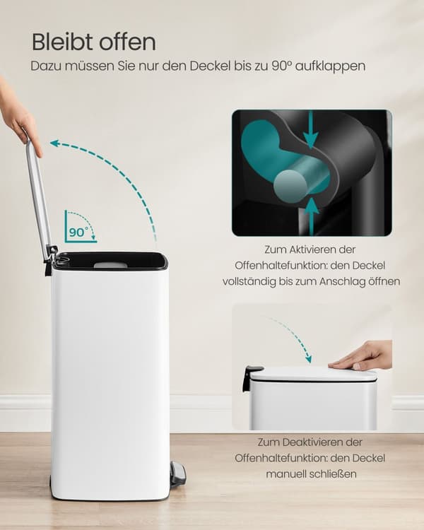 30 liters papperskorg i stål, molnvit