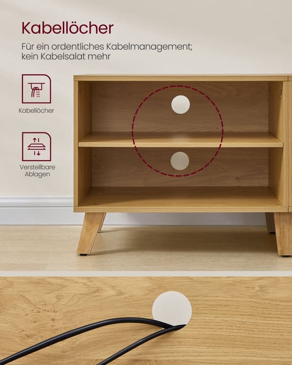 TV-skab 140 cm langt natur eg farve-cremehvid