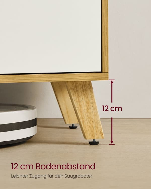 TV-skab 140 cm langt natur eg farve-cremehvid