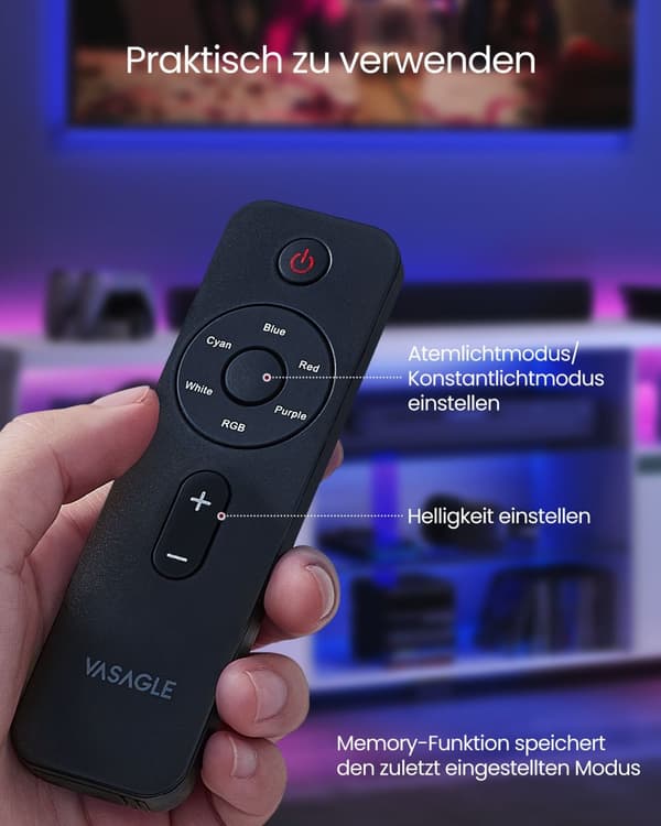 TV-skåp med LED-belysning och öppna hyllor