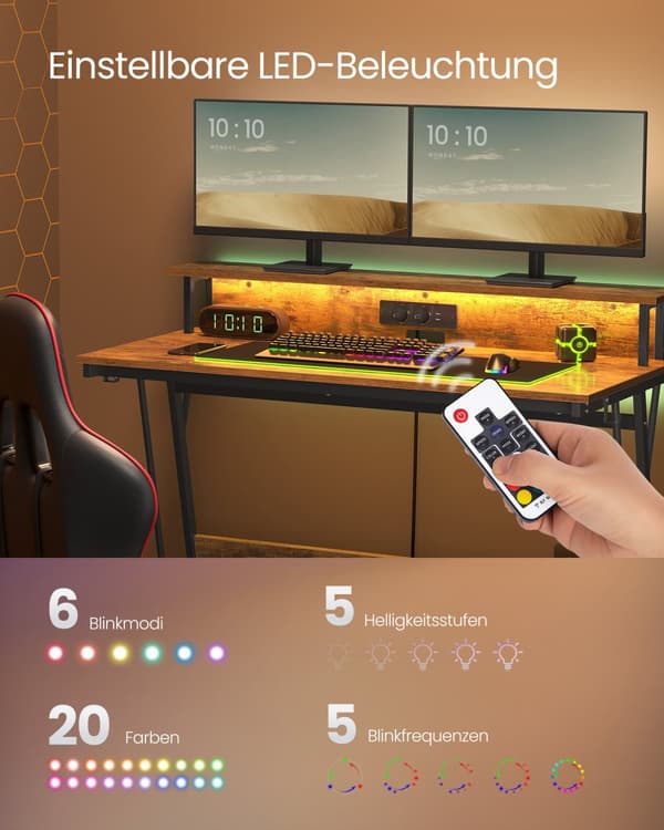 Työpöytä monitoritelineellä 55 x 135 x 76 cm vintage ruskea