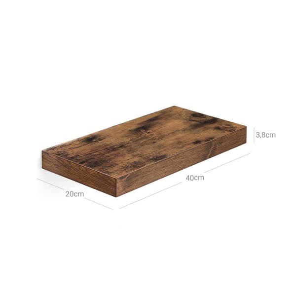 Kelluva hylly, seinähylly kirjoille, valokuville, keräilyesineille, seinään kiinnitettävä toimistohylly, 40 x 20 x 3,8 cm, MDF, olohuoneeseen, keitti