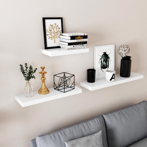 Kelluva hylly, seinähylly kirjoille, valokuville, keräilyesineille, seinään kiinnitettävä toimistohylly, 40 x 20 x 3,8 cm, MDF, olohuoneeseen, keitti