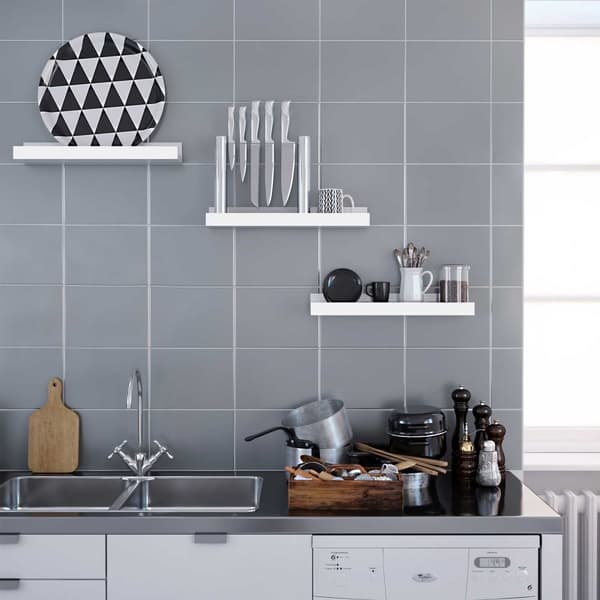 Vägghylla 3 Set Flytande hyllor Ledge för tavelramar och böcker, 38 x 10 cm, MDF Vit