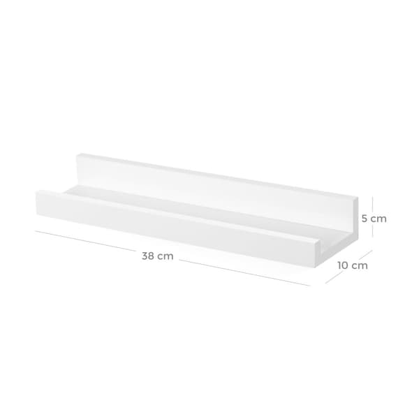 Vägghylla 3 Set Flytande hyllor Ledge för tavelramar och böcker, 38 x 10 cm, MDF Vit