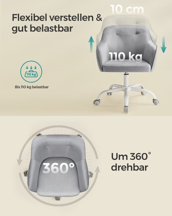 Kontorsstol upp till 110 kg lastkapacitet dove grey