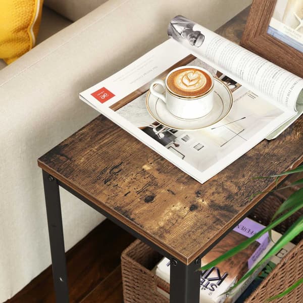 Teollinen sivupöytä, päätypöytä, yöpöytä verkkohyllyllä, helppo asentaa, kapea ja tilaa säästävä olohuoneeseen, makuuhuoneeseen, teräs, 60 x 30 x 60