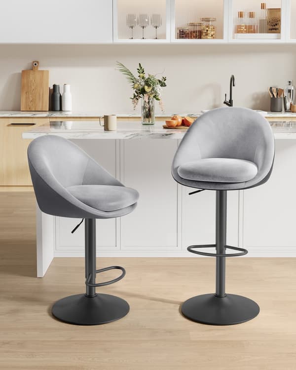 Barstol sæt med 2 højdejusterbare dove grey-ink black