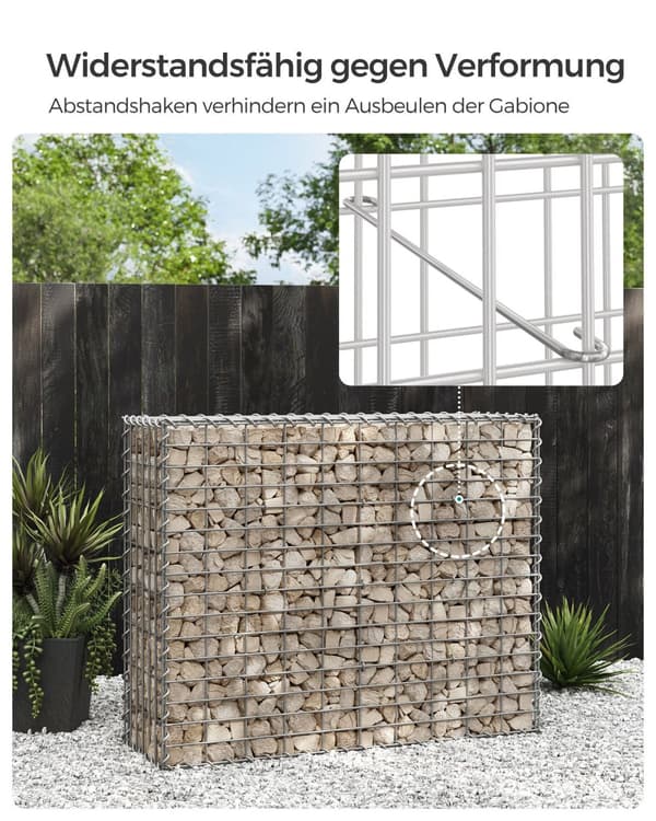 Gabionkurve 100 x 80 x 30 cm sæt med 4 stk. sølv