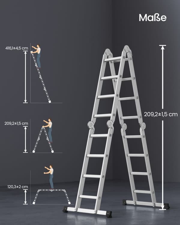 Stege med 16 steg i 6 lägen 430 cm lång silver