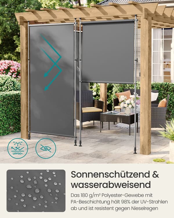 Vertikal markis höjdjusterbar 150 x (220-300) cm antracitgrå
