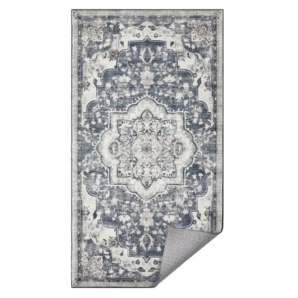 Matta 80 x 150 cm vardagsrumsmatta halkfri matta traditionell vintagestil vardagsrum kök hall matsal maskintvättbar duvgrå