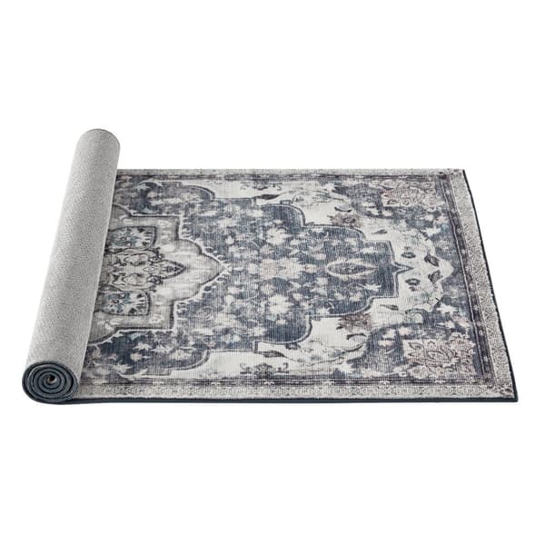 Matta 80 x 150 cm vardagsrumsmatta halkfri matta traditionell vintagestil vardagsrum kök hall matsal maskintvättbar duvgrå