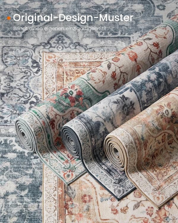 Area Rug 160 x 230 cm Living Room Rug Non-Slip Rug Traditional Vintage Style Living Room Kitchen Hallway Dining Room Machine Washable Dove Grey