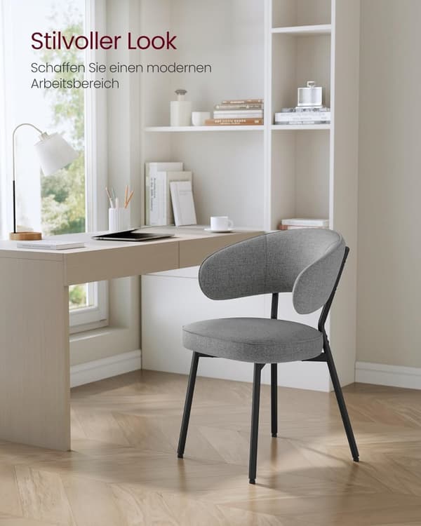 Set om 2 matstolar, köksstolar, vardagsrumsstolar, moderna metallben, mörkgrå,