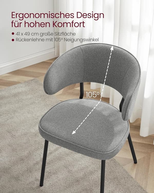 Set om 2 matstolar, köksstolar, vardagsrumsstolar, moderna metallben, mörkgrå,