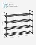 Miniatyrbillede 3 af 6: Skostativ, 4-lags skoorganisator, metalstativ til opbevaring af 20 par sko, nem montering, entré, sort LSA14BK