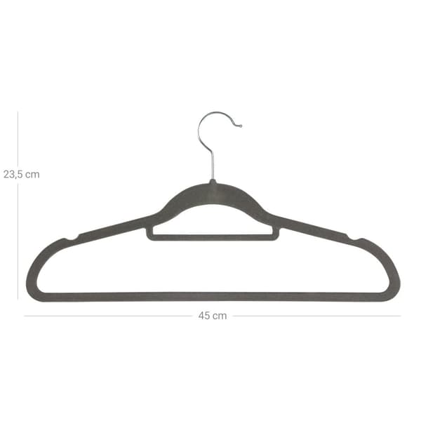 Fløjlsbøjler, sæt med 20 tøjbøjler, skridsikre, med bindestang og 360° drejekrog, pladsbesparende, 0,6 cm tykke, 43,5 cm lange, til kjoler og bukser,