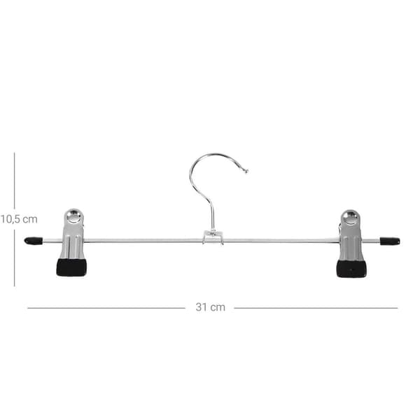 Metalbøjler til bukser, pakke med 20, skridsikre bøjler til nederdele med clips til bukser og strømper, 31 cm lange, kraftige, forkromede, sølv og so