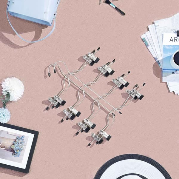 Byxkjolhängare med clips, uppsättning med 3 utrymmesbesparande byxhängare i metall i 4 våningar, med 8 justerbara halkfria clips, för byxor, jeans, h