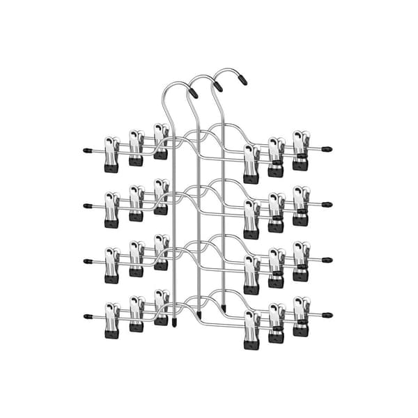 Byxkjolhängare med clips, uppsättning med 3 utrymmesbesparande byxhängare i metall i 4 våningar, med 8 justerbara halkfria clips, för byxor, jeans, h