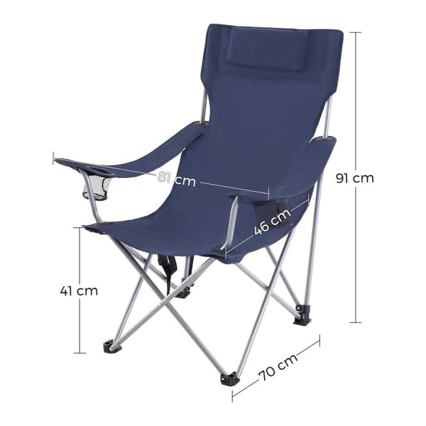 Campingstole med nakkestøtte, sæt med 2 stk.