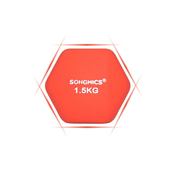 Set med 2 hantlar, 2 x 1,5 halkfria handvikter i neopren med matt yta, hemmaträning, fitness, orange