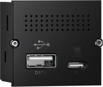 Bachmann 917.229, USB A + USB C, Svart, Mätt, Universal, 3 A, 37 mm Svart