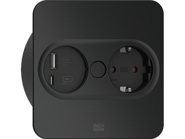Bachmann 946.015, Type E + USB A + USB C, Desktop embedded, 4 cm, Desk, Stainless steel, Metal, Plastic