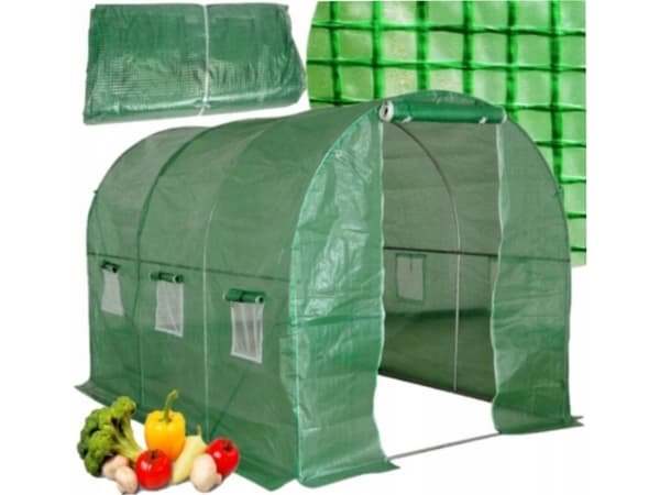 Folie Tunnel Hage Drivhus 2x3 6m2 Grønn for grønnsaker LEAN Ramme