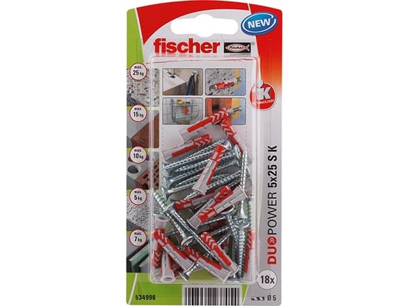 Fischer 534996, Kit med skruvar och ankare, Nylon, Grå, Röd, Pozidriv, PZ2, CE